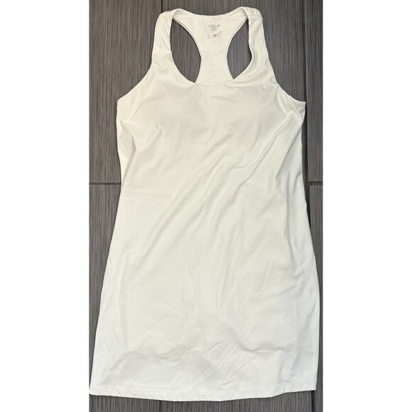 Calia Womens Energize Exercise Dress White Sleeveless Solid WAX15035 Medium - Picture 1 of 6